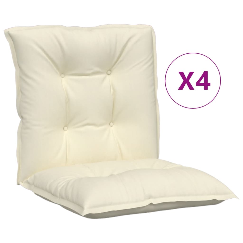 Image of vidaXL Garden Lowback Chair Cushions 4 pcs Cream 100x50x7 cm Fabric
