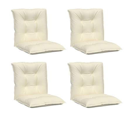 vidaXL Coussins de chaise de jardin &agrave; dossier bas lot de 4 cr&egrave;me