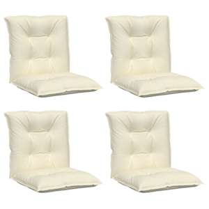 vidaXL Coussins de chaise de jardin &agrave; dossier bas lot de 4 cr&egrave;me