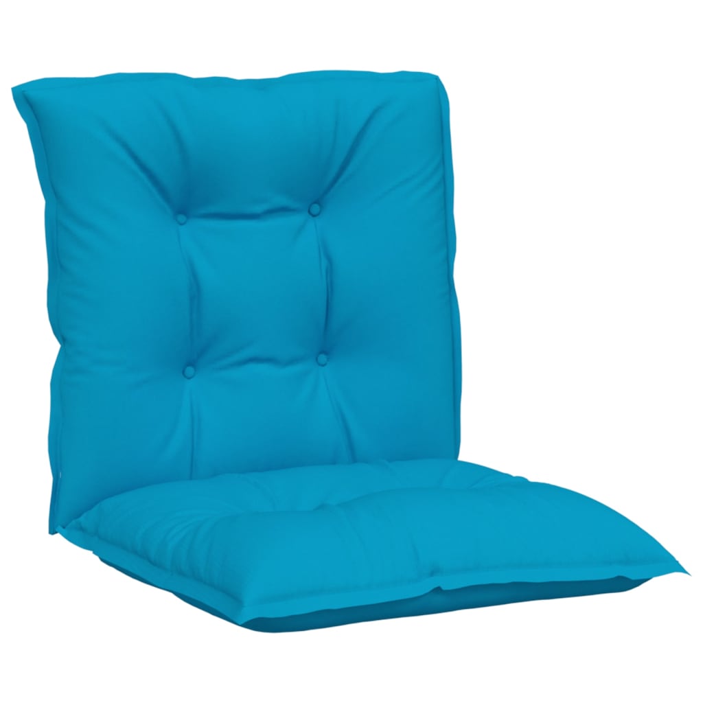 vidaXL Cojín silla jardín respaldo bajo 2 uds tela azul 100x50x7 cm