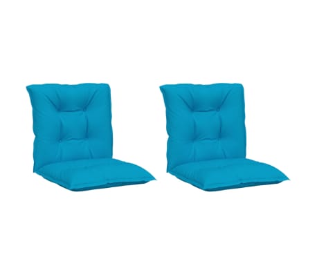vidaXL Cojín silla jardín respaldo bajo 2 uds tela azul 100x50x7 cm