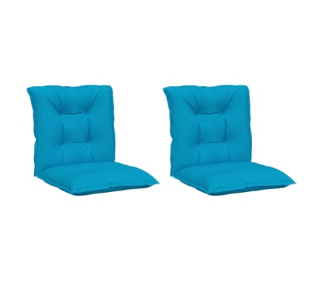 vidaXL Coussins de chaise de jardin &agrave; dossier bas lot de 2 bleu
