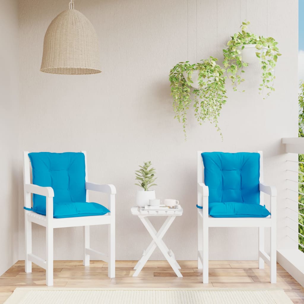 vidaXL Perne scaun cu spătar mic 2 buc., albastru, 100x50x7 cm, textil