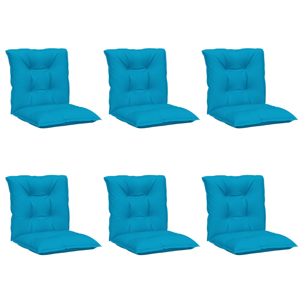 vidaXL Coussins de chaise de jardin à dossier bas lot de 6 bleu