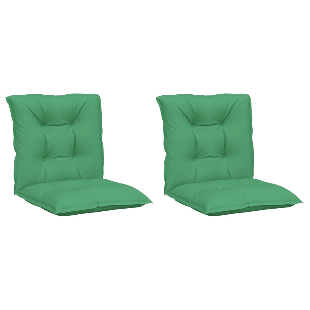 vidaXL Cojín silla jardín respaldo bajo 2 uds tela verde 100x50x7 cm