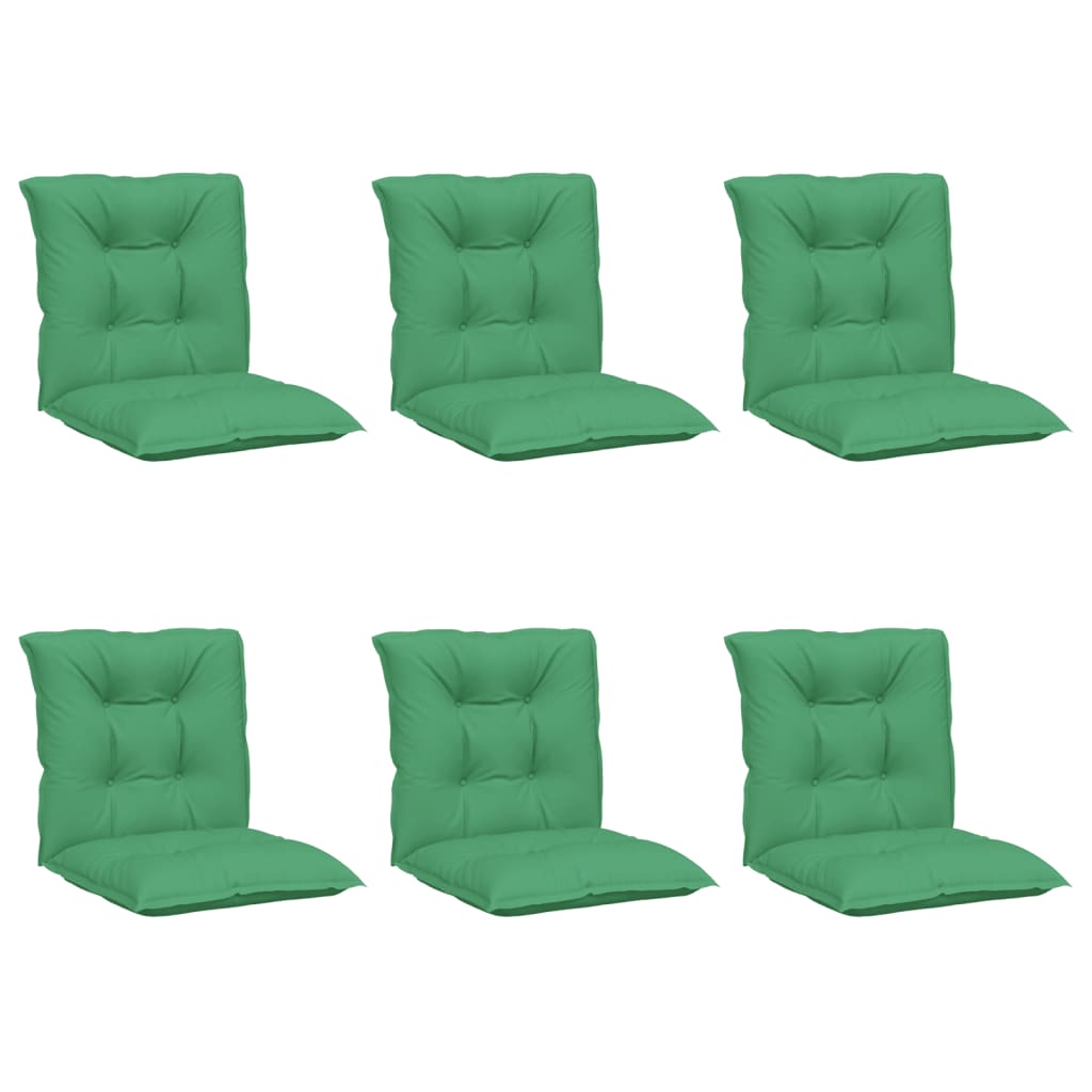 vidaXL Cojín silla jardín respaldo bajo 6 uds tela verde 100x50x7 cm