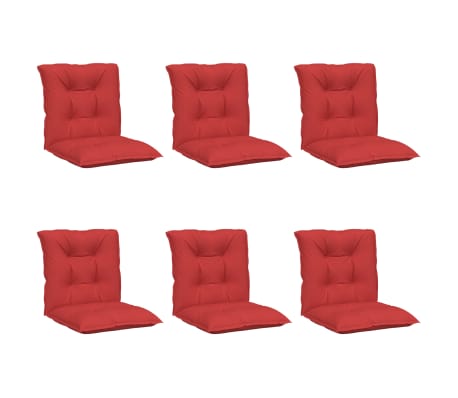 vidaXL Perne scaun cu spătar scund, 6 buc., roșu, 100x50x7 cm, textil