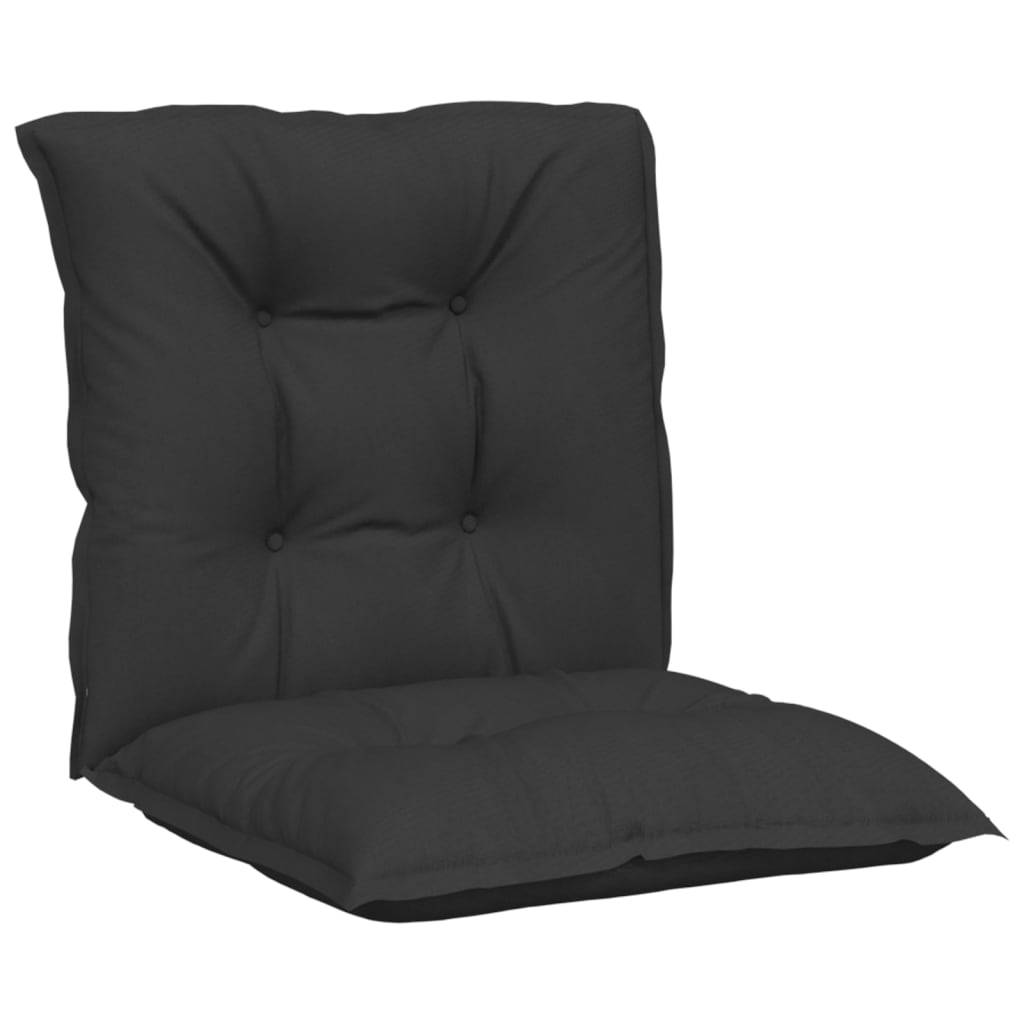 vidaXL Cojín silla jardín respaldo bajo 2 uds tela negro 100x50x7 cm