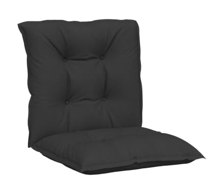 vidaXL Cojín silla jardín respaldo bajo 2 uds tela negro 100x50x7 cm