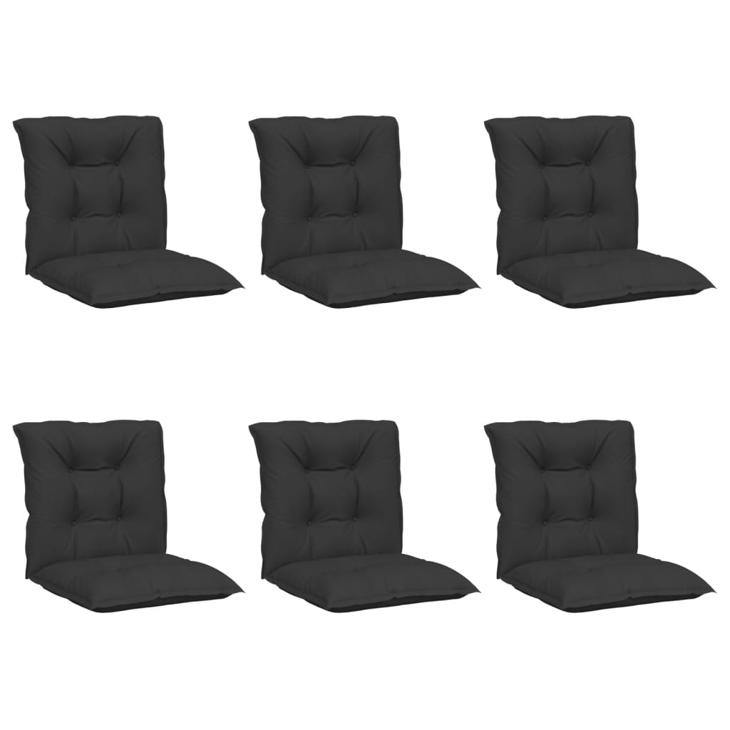 vidaXL Cojín silla jardín respaldo bajo 6 uds tela negro 100x50x7 cm