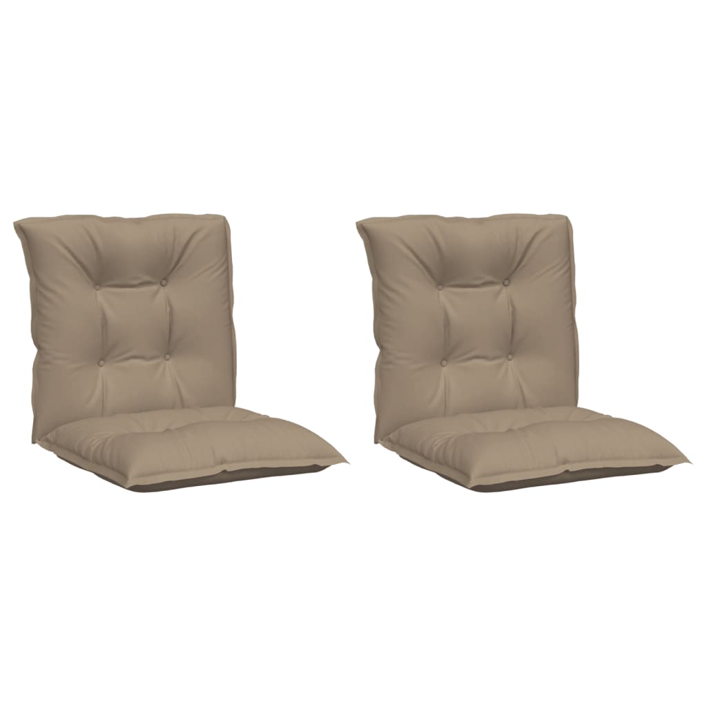 vidaXL Coussins de chaise de jardin à dossier bas lot de 2 taupe