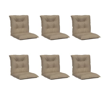 vidaXL Coussins de chaise de jardin à dossier bas lot de 6 taupe