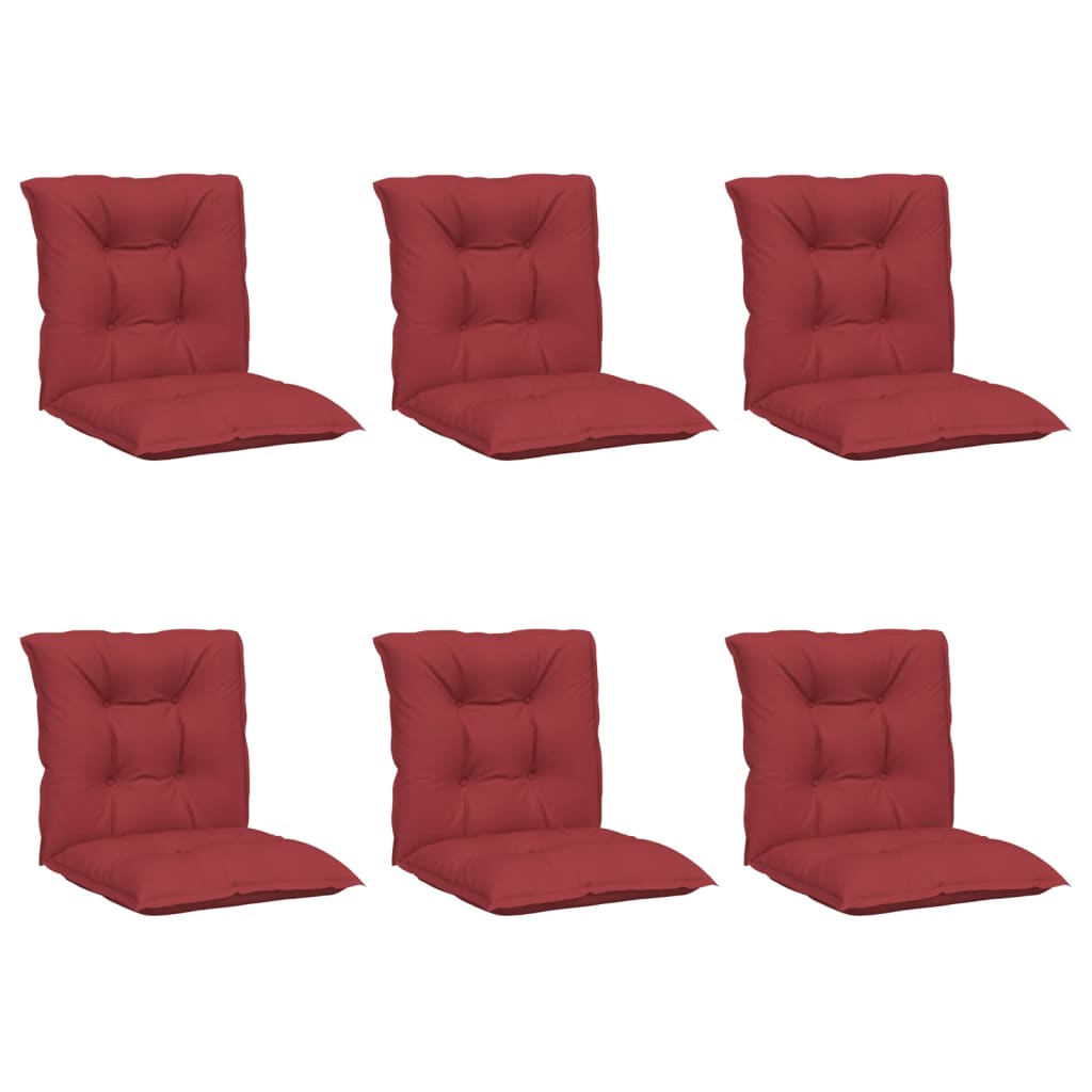 vidaXL Cojín silla jardín respaldo bajo 6 uds tela rojo 100x50x7 cm