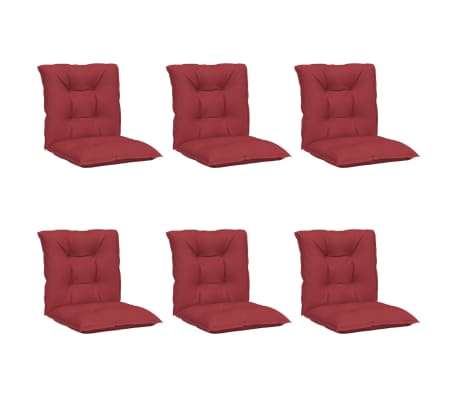 vidaXL Cojín silla jardín respaldo bajo 6 uds tela rojo 100x50x7 cm