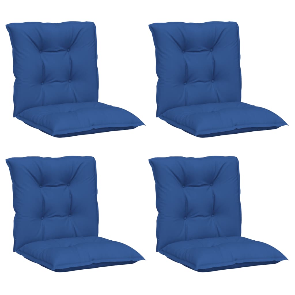 vidaXL Podušky na židli nízké opěradlo 4 ks královsky modré 100x50x7cm