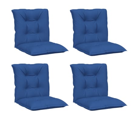 vidaXL Cojín silla jardín respaldo bajo 4 uds tela azul 100x50x7 cm