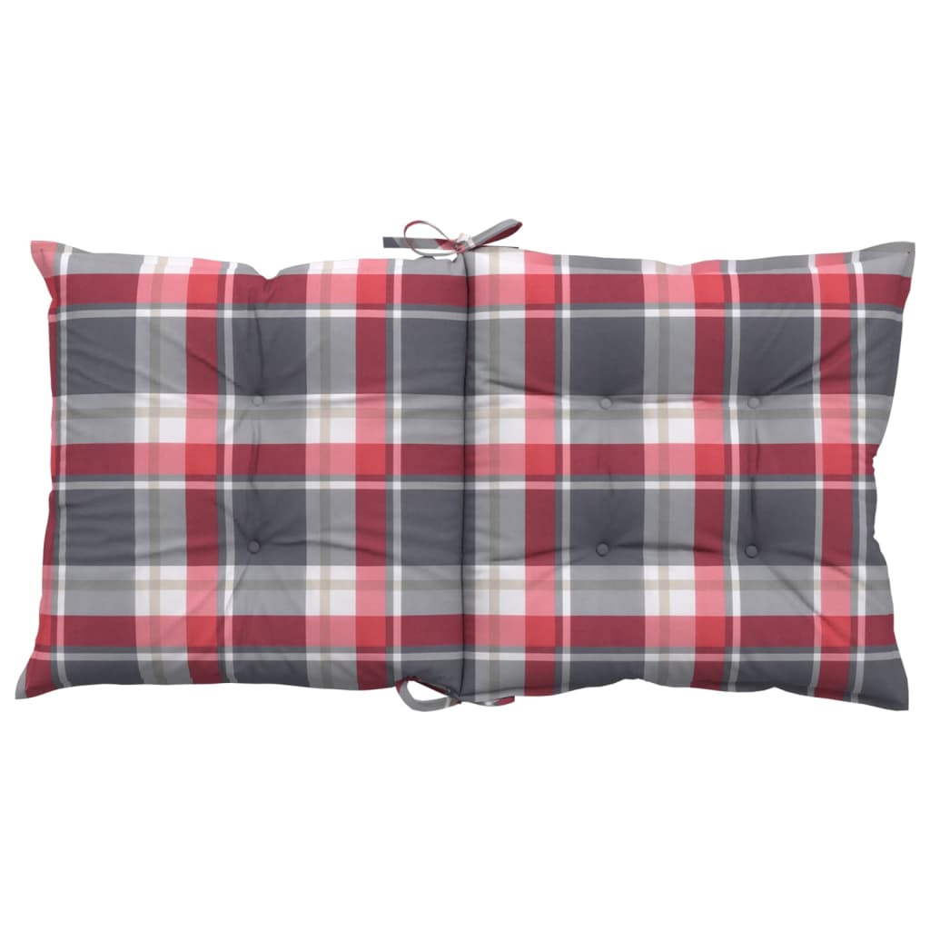 Perne scaun spătar mic 4 buc. roșu carouri 100x50x7 cm textil