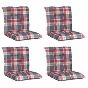 vidaXL Coj&iacute;n silla de jard&iacute;n respaldo bajo 4 uds tela a cuadros rojo
