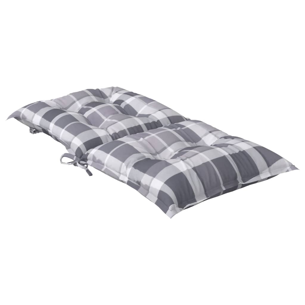 Perne scaun cu spătar, gri carouri, 6 buc., 100x50x7 cm, textil