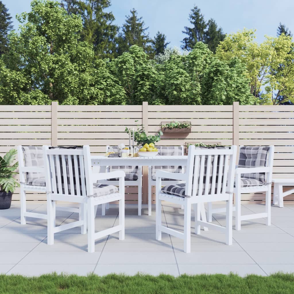 Perne scaun cu spătar, gri carouri, 6 buc., 100x50x7 cm, textil