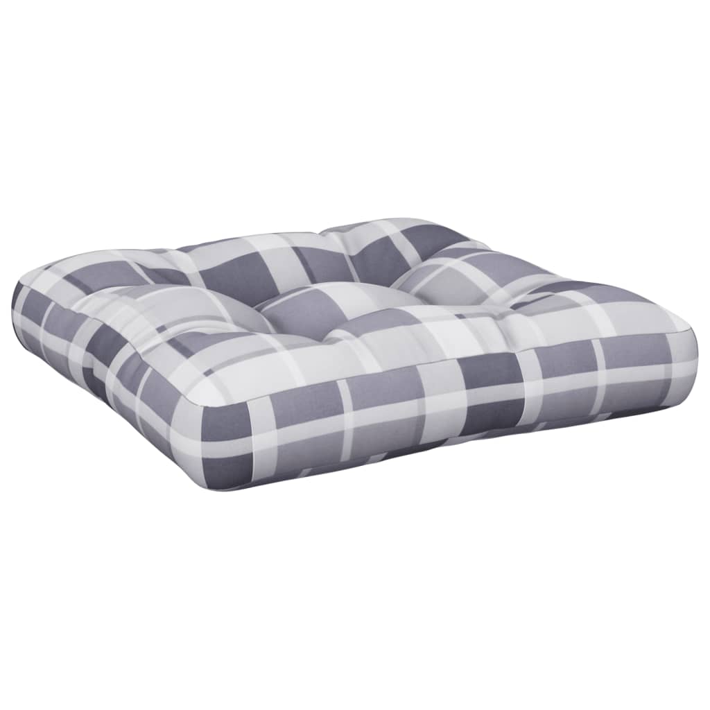 vidaXL Pernă canapea din paleți, gri, model carouri, 50x50x10 cm