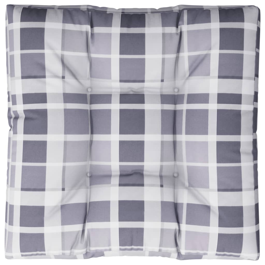 vidaXL Pernă pentru canapea din paleți, gri carouri, 80 x 80 x 10 cm vidaXL