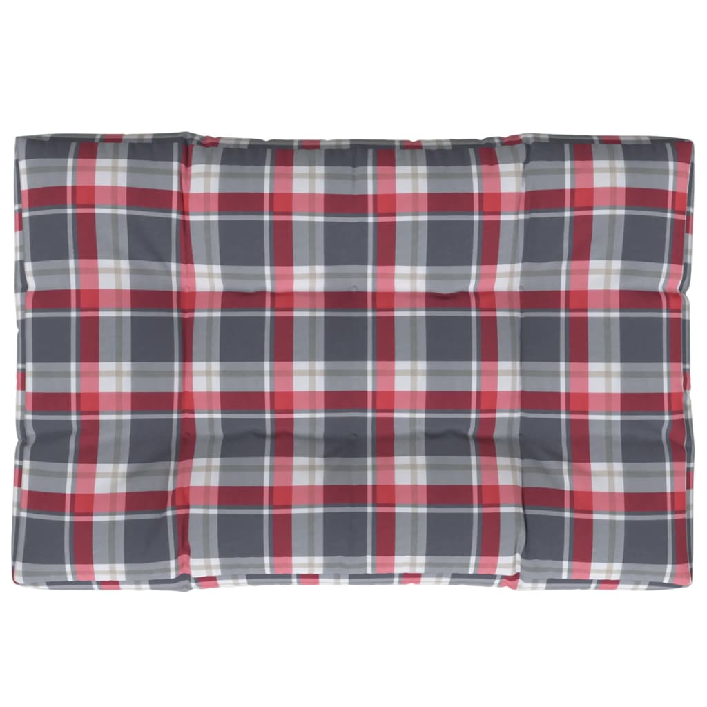 Image of vidaXL Pallet Cushion Red Check Pattern 120x80x12 cm Fabric