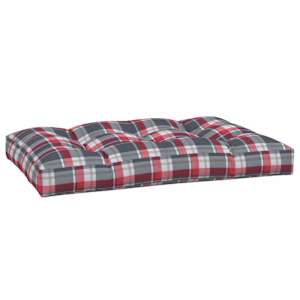 Poduška na palety červená károvaná 120 x 80 x 12 cm textil - obrázek 4