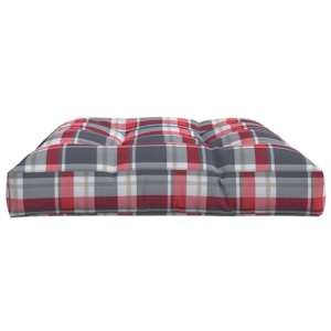 Poduška na palety červená károvaná 120 x 80 x 12 cm textil - obrázek 6