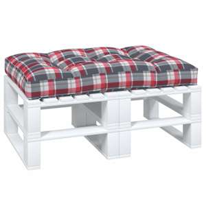 vidaXL Palletkussen 120x80x12 cm stof ruitpatroon rood