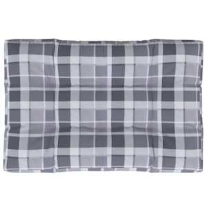 Poduška na palety šedá károvaná 120 x 80 x 12 cm textil - obrázek 2