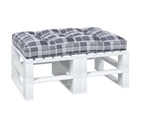 vidaXL Coussin de palette motif &agrave; carreaux gris 120x80x12 cm tissu
