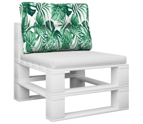 vidaXL Almofad&atilde;o para sof&aacute; de paletes 50x40x12 cm tecido padr&atilde;o folhas