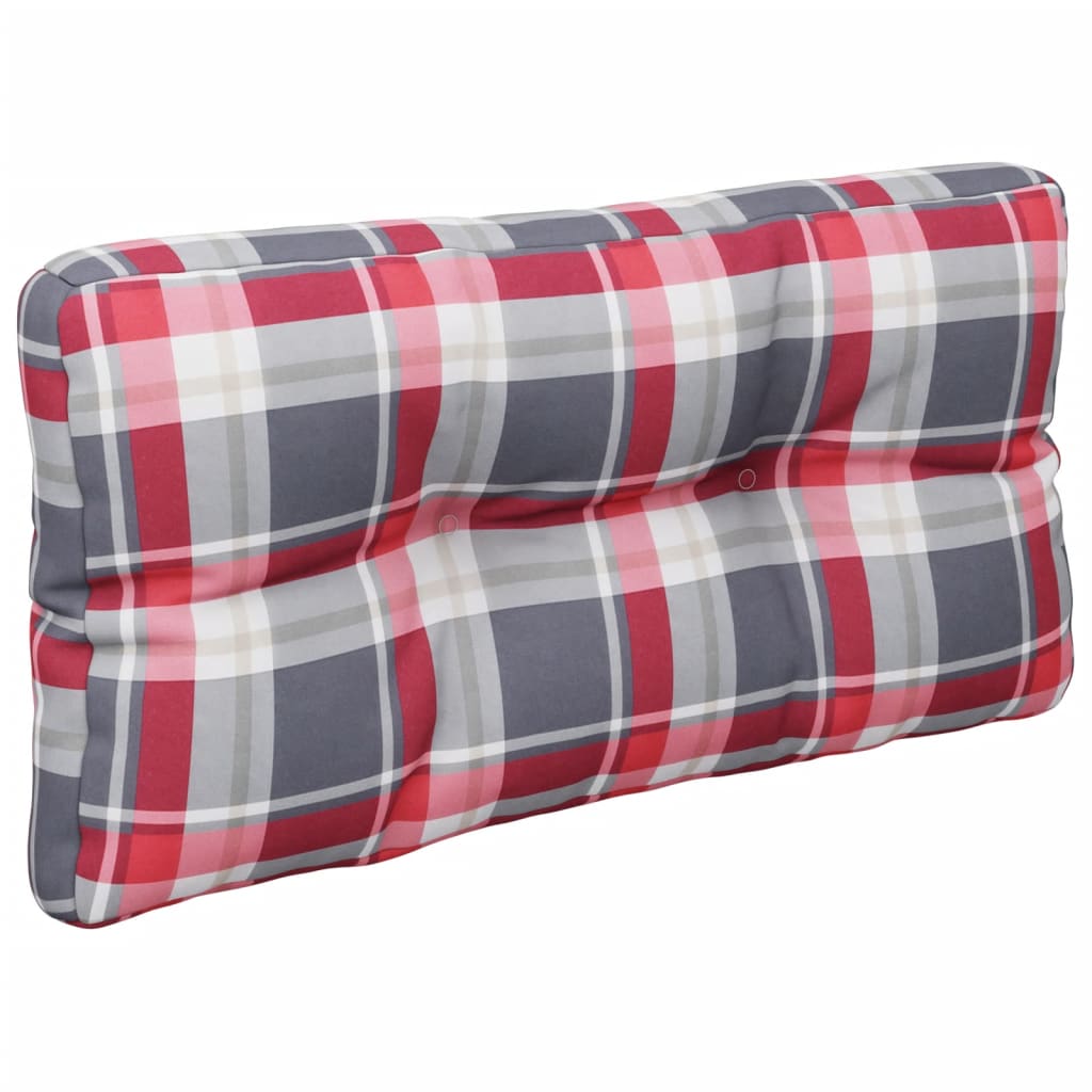 Pernă pentru canapea din paleți, roșu,80x40x10cm, model carouri