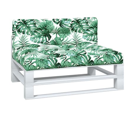 vidaXL Palettenkissen 2-tlg. Blattmuster Stoff