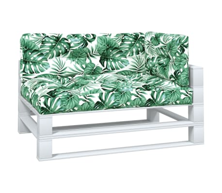 vidaXL Palečių pagalvėlės, 3vnt., audinys, su lapais