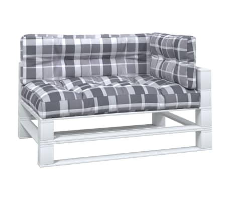 vidaXL Pallet Cushions 3 pcs Grey Check Pattern Fabric