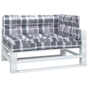 vidaXL Pallet Cushions 3 pcs Grey Check Pattern Fabric