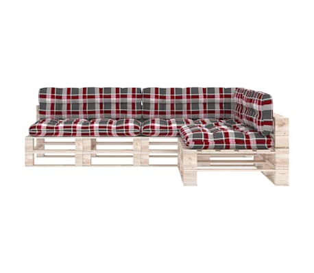 vidaXL Palettensofa-Auflagen 7 Stk. Rot Karomuster