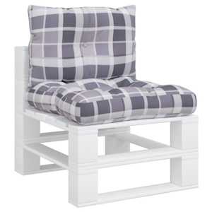 vidaXL Cuscini per Pallet 2 pz Grigi a Quadri in Tessuto