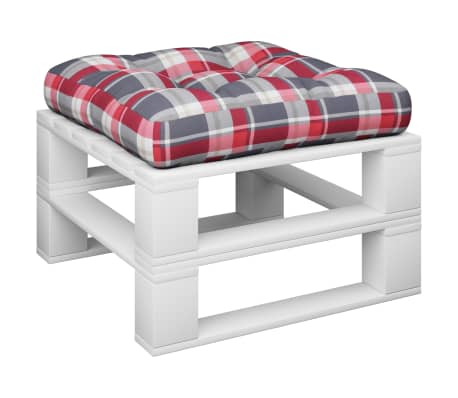 vidaXL Cuscino per Pallet Rosso a Quadri in Tessuto