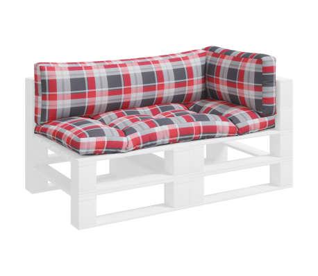 vidaXL pale&scaron;u matrači, 3 gab., sarkans četrstūru raksts