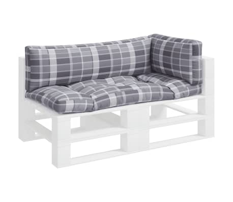 vidaXL وسائد أريكة طبليات 3 ق نمط كاروهات رمادي