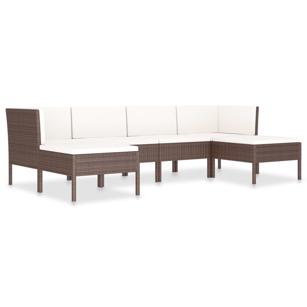 

vidaXL 6 Piece Patio Lounge Set with Cushions Poly Rattan Brown