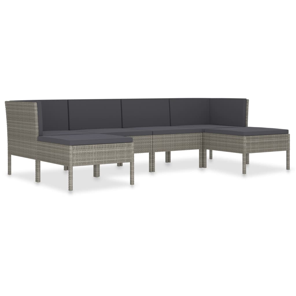 

vidaXL 6 Piece Patio Lounge Set with Cushions Poly Rattan Gray