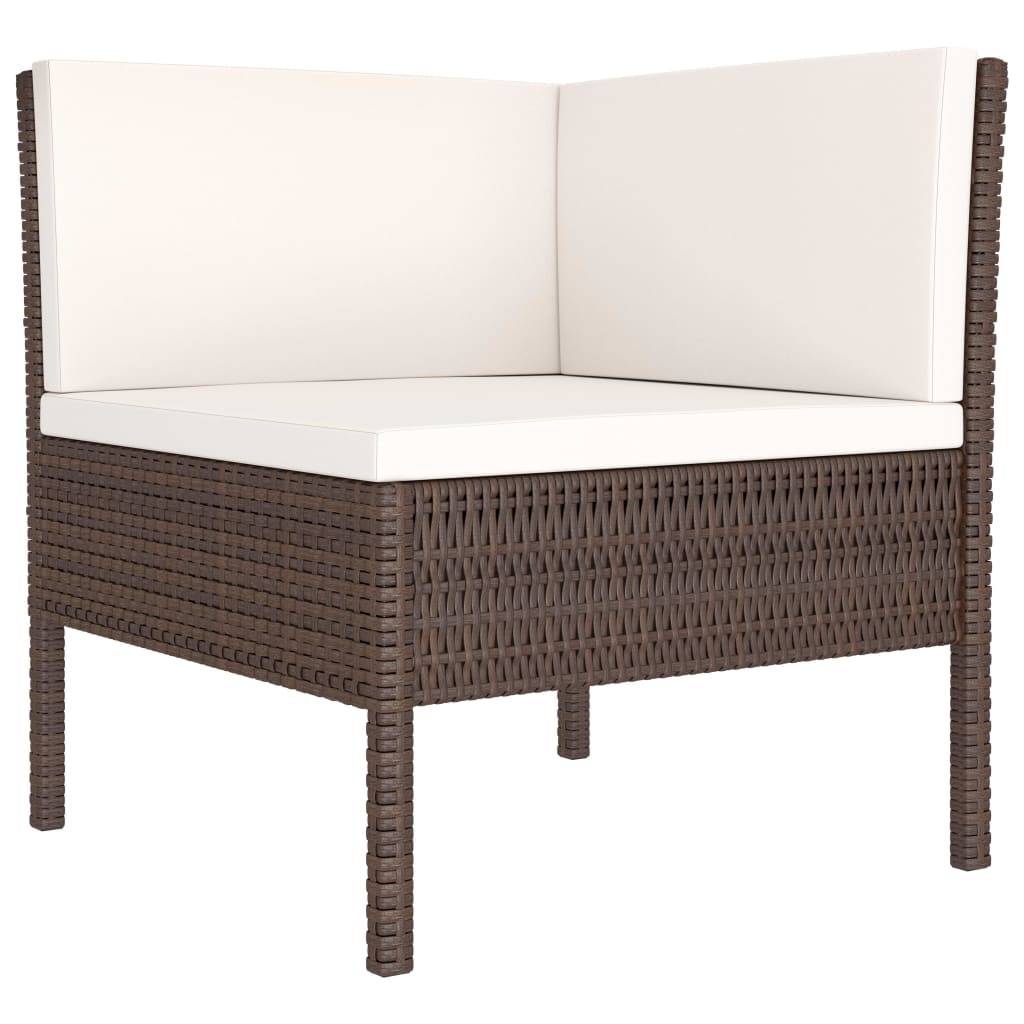 

vidaXL 4-delige Loungeset met kussens poly rattan bruin