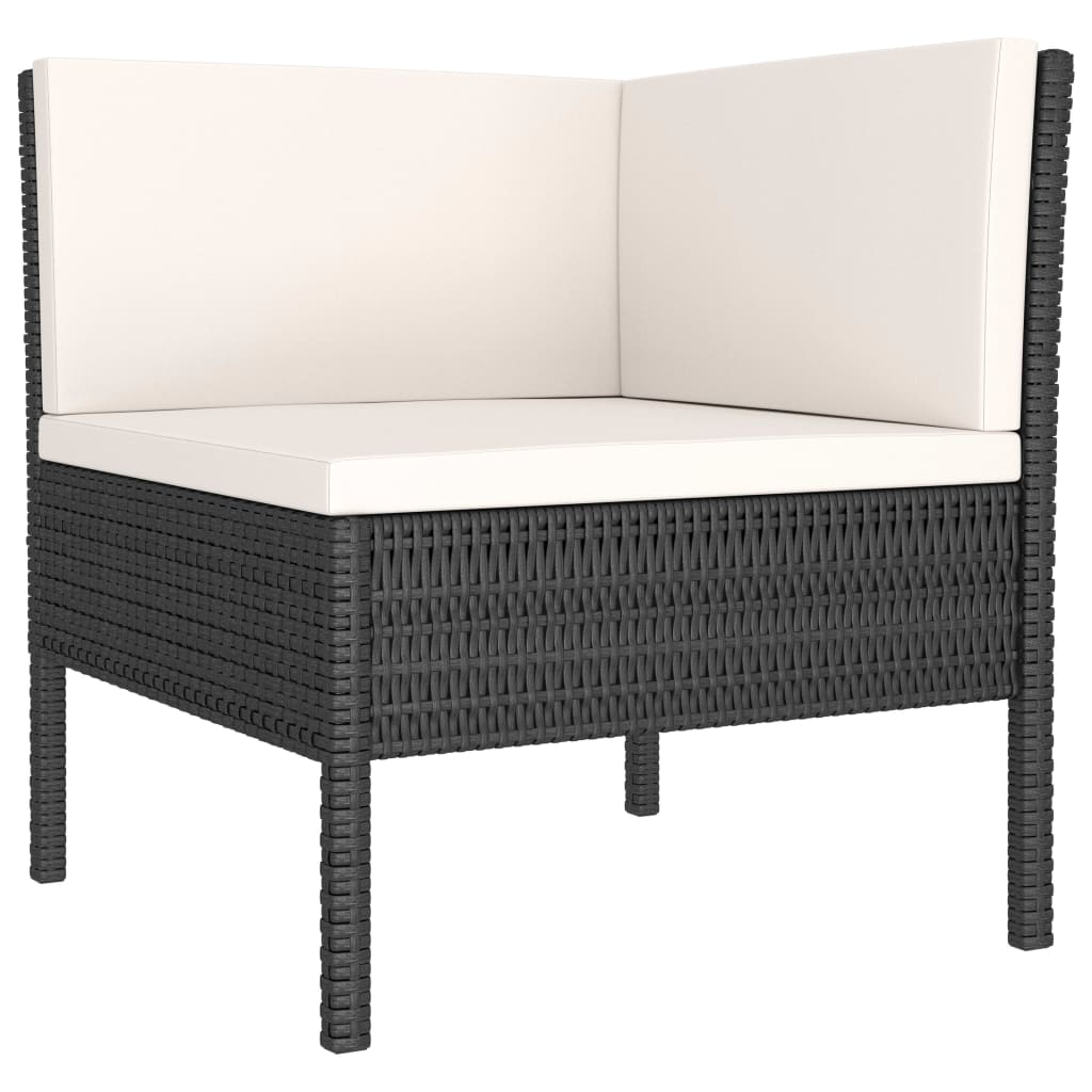 

vidaXL 4-delige Loungeset met kussens poly rattan zwart