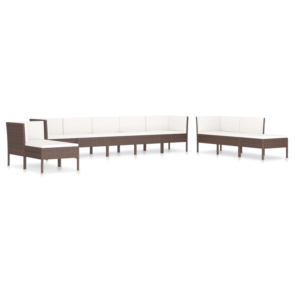 

vidaXL 10 Piece Patio Lounge Set with Cushions Poly Rattan Brown