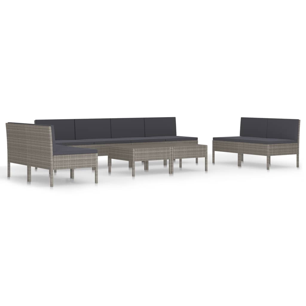 

vidaXL 10 Piece Patio Lounge Set with Cushions Poly Rattan Gray