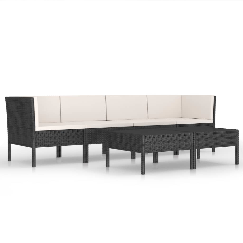 

vidaXL 6 Piece Patio Lounge Set with Cushions Poly Rattan Black